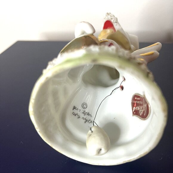 Vintage Lefton Christmas Bell Angel Porcelain Figurine Hand-Painted Signed - Picture 4 of 7